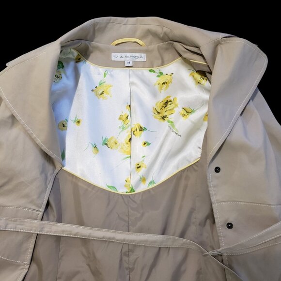 Via Spiga Trench Coat Women's Size Medium Stone Beige Belted - Picture 13 of 13